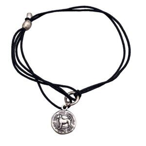 Alex and Ani Dog Pull Charm Black Double Cord Bracelet